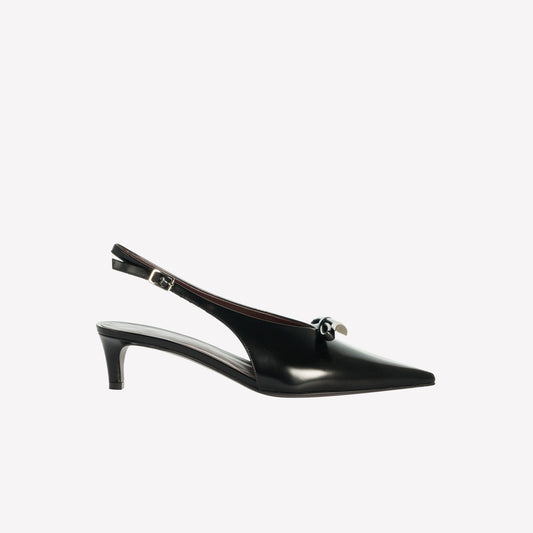 SLINGBACK IN VITELLO LUCIDO NERO CON FIOCCO KELY - Nero | Roberto Festa