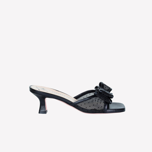 SANDAL IN POLKA DOT MESH WITH BOW MAIA - Women's Mules and Slides | Roberto Festa