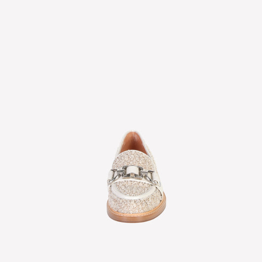 ADELLE HORSEBIT LOAFER IN WHITE BOUCLÉ - Bianco | Roberto Festa