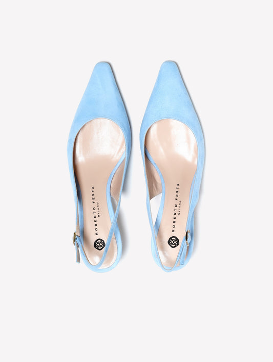 SLINGBACK IN CAMOSCIO COLOR CARTA DA ZUCCHERO ADISA - Azzurro | Roberto Festa