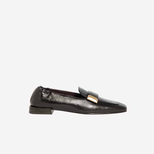 BLACK SHINY CALFSKIN LOAFER ALISA - Women&#39;s Shoes: Elegant Footwear | Official Site