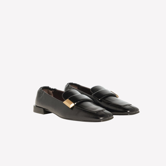 BLACK SHINY CALFSKIN LOAFER ALISA - Women&#39;s Shoes: Elegant Footwear | Official Site