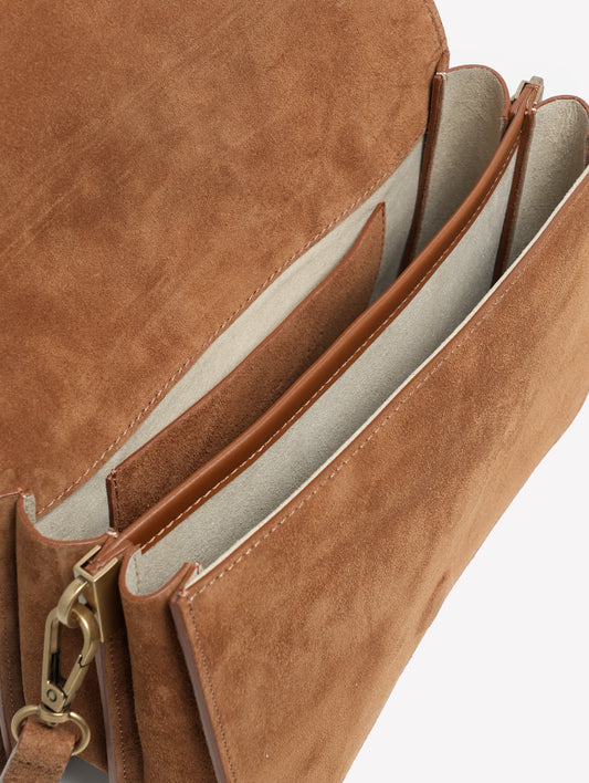 BORSA SPALLA IN CROSTA COLOR CUOIO CON CINTURA CENTRALE ALMA - Marrone | Roberto Festa