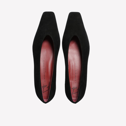 BLACK SUEDE POINTED BALLERINA AMER - Nero | Roberto Festa