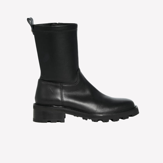 STIVALE CON GAMBALE ALLA CAVIGLIA IN NAPPA STRETCH NERA ANABEL - Stivaletti Tacco Basso | Roberto Festa