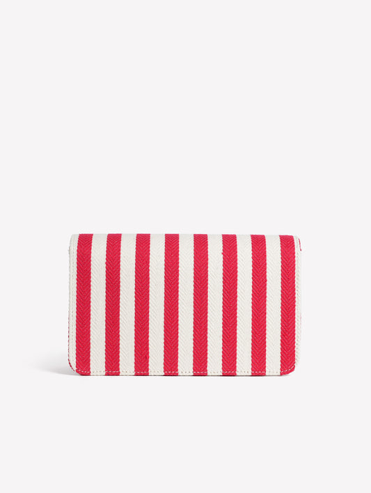 BORSA A SPALLA IN TESSUTO RIGATO BIANCO E ROSSO CON FIBBIA STRASS QUADRATA ANZALEA - rosso | Roberto Festa