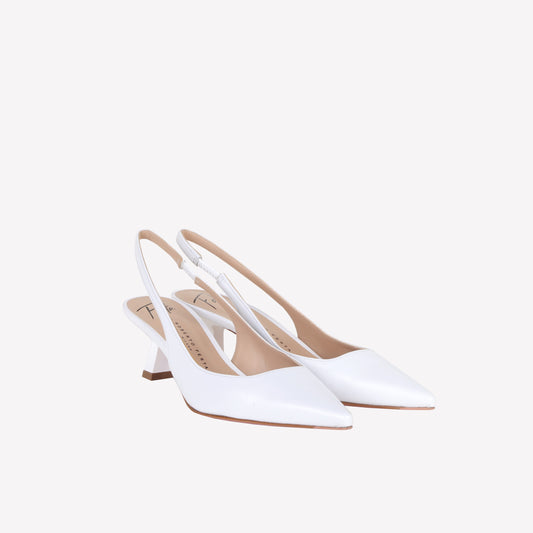 Arabel slingback pumps in white nappa leather   - Bridal Shoes | Roberto Festa