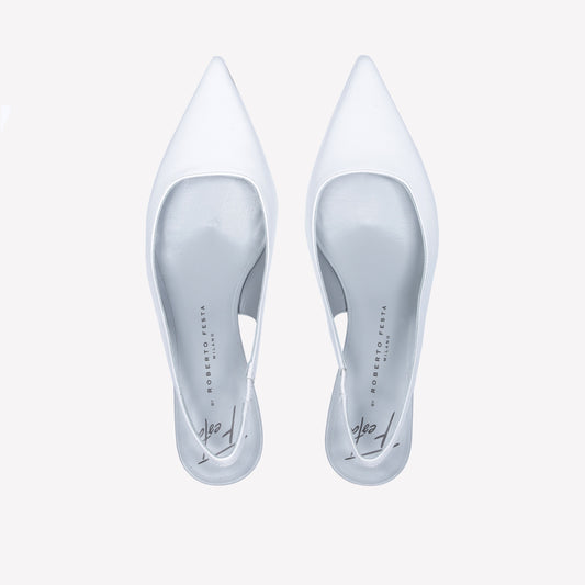 WHITE-COLORED LEATHER SLINGBACK WITH ICE DETAILS ARABEL - Bianco | Roberto Festa