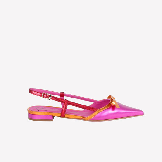 SLINGBACK WITH BOW IN LUXOR FUXIA SPRITZ AND RED ARIS - Slingback | Roberto Festa