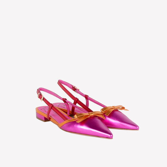 SLINGBACK WITH BOW IN LUXOR FUXIA SPRITZ AND RED ARIS - Rosa | Roberto Festa