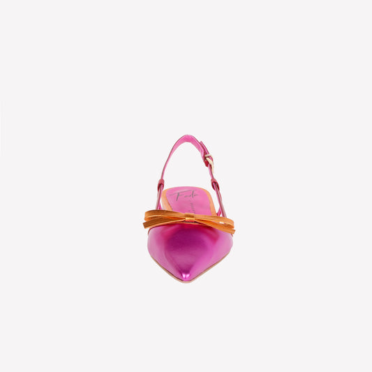 SLINGBACK WITH BOW IN LUXOR FUXIA SPRITZ AND RED ARIS - Rosa | Roberto Festa