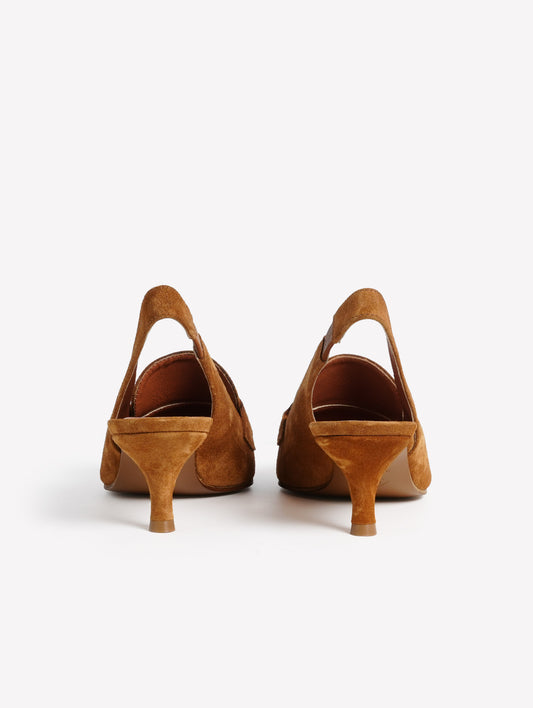 LEATHER-COLORED SUEDE SLINGBACK ARTEMIDE - Marrone | Roberto Festa