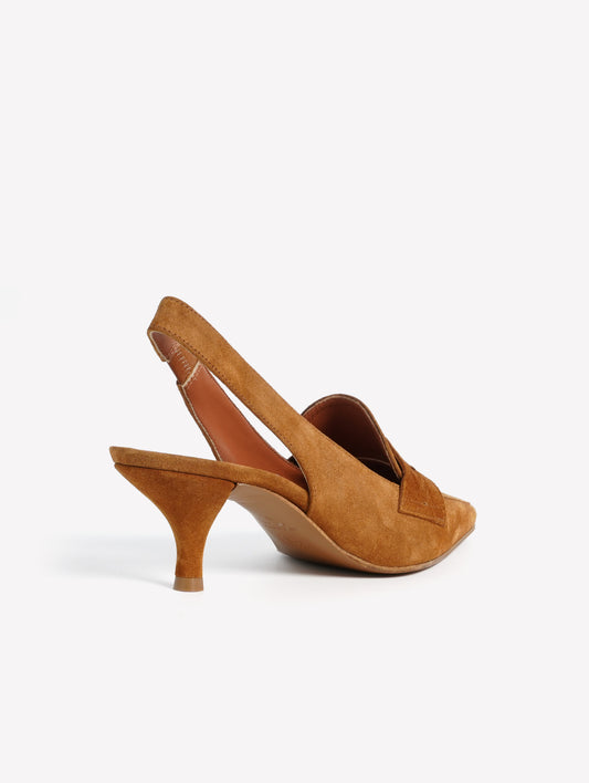 LEATHER-COLORED SUEDE SLINGBACK ARTEMIDE - Marrone | Roberto Festa