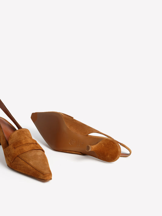 LEATHER-COLORED SUEDE SLINGBACK ARTEMIDE - Marrone | Roberto Festa