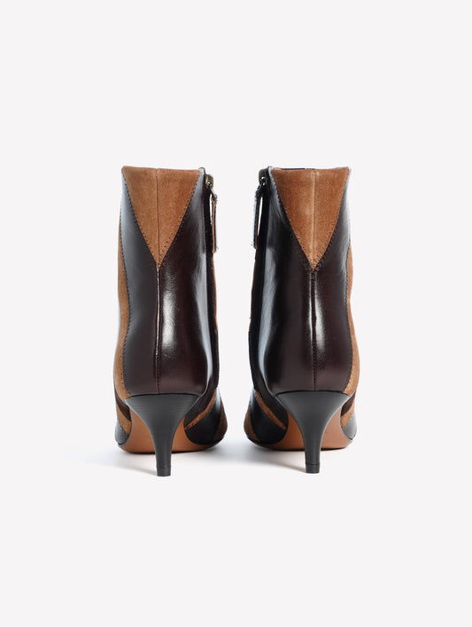 BROWN PATCHWORK LEATHER ANKLE BOOTS WITH MEDIUM HEEL ASHANTY - Brown | Roberto Festa