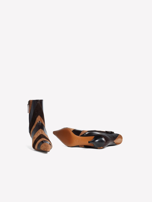 BROWN PATCHWORK LEATHER ANKLE BOOTS WITH MEDIUM HEEL ASHANTY - Brown | Roberto Festa