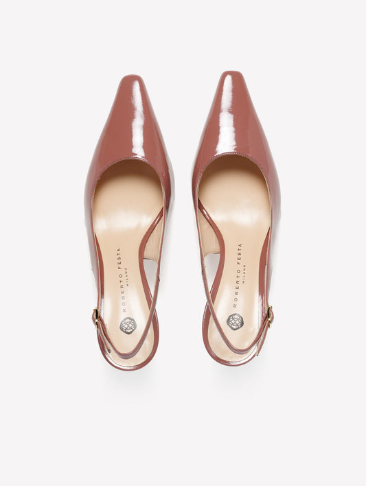 PHARD COLOR PATENT LEATHER SLINGBACK WITH MEDIUM HEEL ATLANTE - Rosa | Roberto Festa