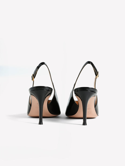 BLACK PATENT LEATHER SLINGBACK WITH MEDIUM HEEL ATLANTE - Nero | Roberto Festa