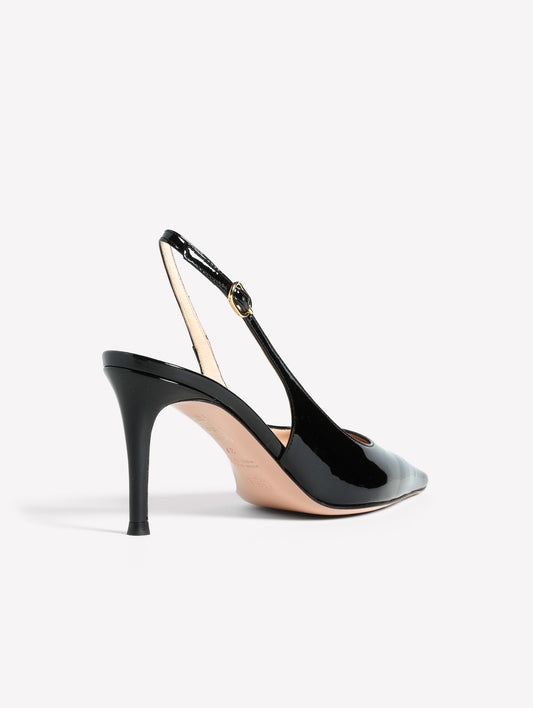 BLACK PATENT LEATHER SLINGBACK WITH MEDIUM HEEL ATLANTE - Nero | Roberto Festa