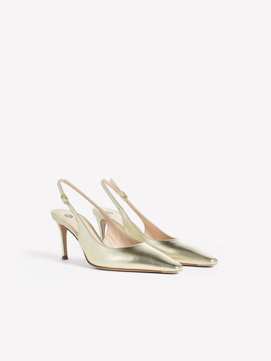 PLATINUM METALLIC LEATHER SLINGBACK WITH MEDIUM HEEL ATLANTE - Products | Roberto Festa