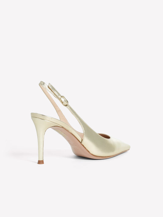 PLATINUM METALLIC LEATHER SLINGBACK WITH MEDIUM HEEL ATLANTE - Platinum | Roberto Festa