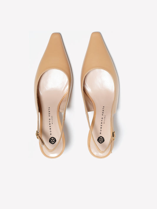 SLINGBACK IN NAPPA COLOR CREMA CON TACCO MEDIO ATLANTE - Crema | Roberto Festa