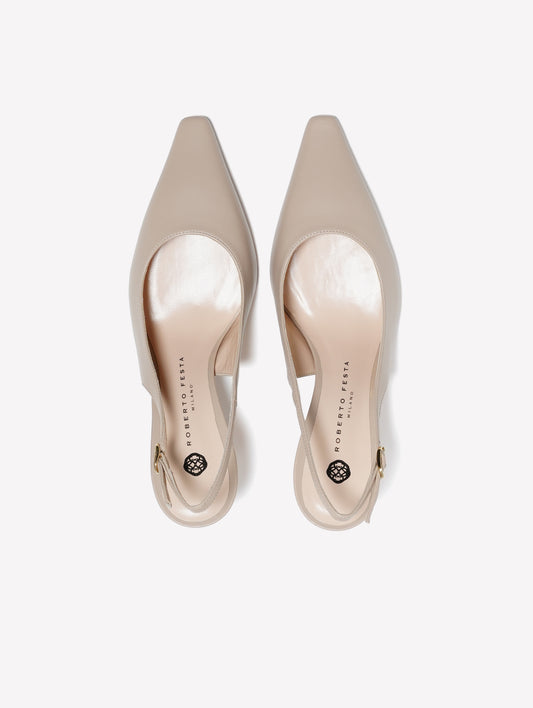SLINGBACK IN NAPPA COLOR NUDE CON TACCO MEDIO ATLANTE - Beige | Roberto Festa