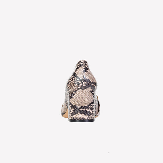 AVELINE LOAFER IN PRINTED TAUPE CALFSKIN WITH GOLD CHAIN - Grigio | Roberto Festa