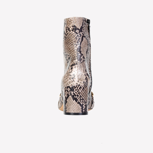 AVILA ANKLE BOOT IN PYTHON PRINTED CALFSKIN WITH GOLD CHAIN - Grigio | Roberto Festa
