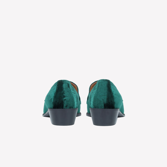 MOCASSINO IN VELLUTO GREEN CON ACCESSORIO MORSETTO ORO AXEL - Verde | Roberto Festa