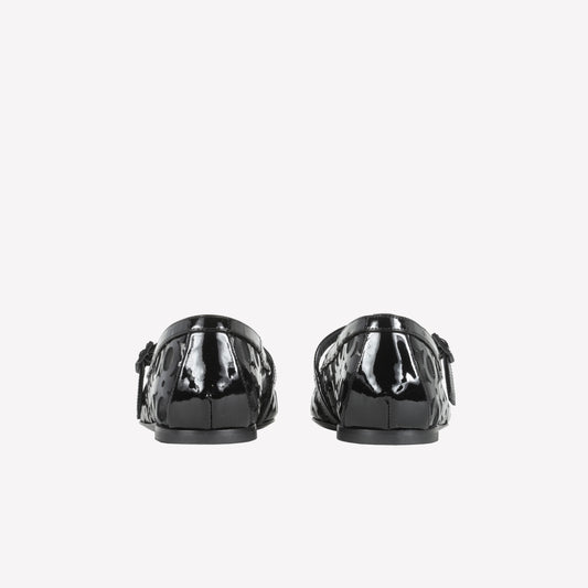 BLACK PATENT LEATHER AND TULLE BALLERINA WITH CUT OUT BESSET WORKMANSHIP BESSET - Nero | Roberto Festa