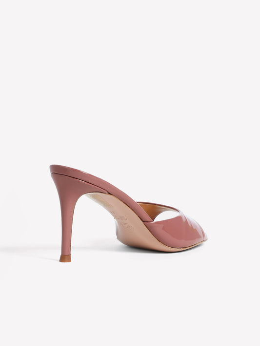 PHARD COLOR PATENT LEATHER MULE WITH MEDIUM HEEL BOA - Rosa | Roberto Festa