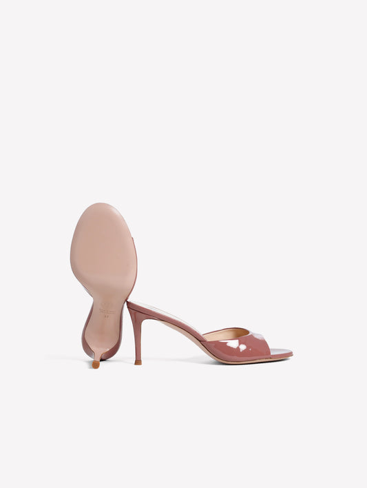 PHARD COLOR PATENT LEATHER MULE WITH MEDIUM HEEL BOA - Rosa | Roberto Festa