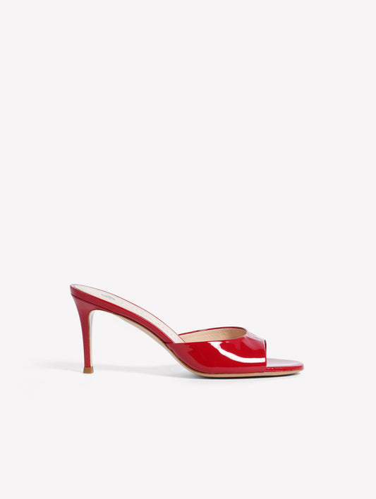 RED PATENT LEATHER MULE WITH MEDIUM HEEL BOA - Products | Roberto Festa
