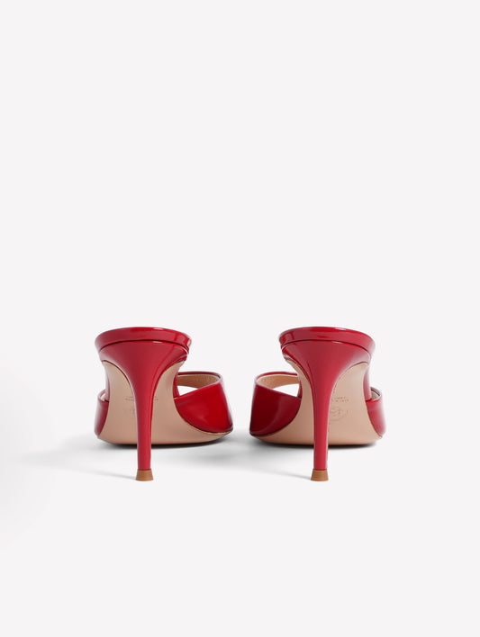 RED PATENT LEATHER MULE WITH MEDIUM HEEL BOA - Red | Roberto Festa