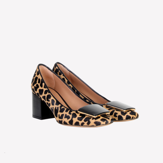 BRIGID ANIMALIER PUMP WITH BLACK NAPPA COATED BUCKLE - Pumps | Roberto Festa