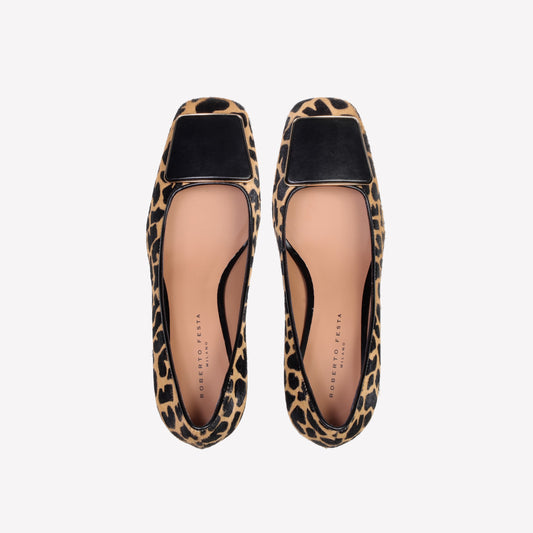 BRIGID ANIMALIER PUMP WITH BLACK NAPPA COATED BUCKLE - Giallo | Roberto Festa