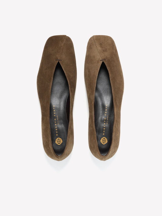 GREEN SUEDE PUMPS WITH A LOW SQAURE HEEL BROOMY - Green | Roberto Festa