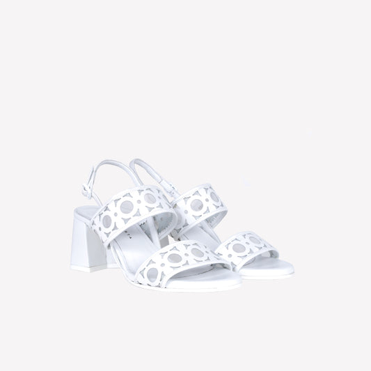 SANDALO CON DOPPIA FASCIA IN NAPPA BIANCO CALLIOPE - Prodotti | Roberto Festa