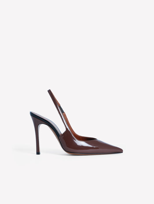 SLINGBACK IN VERNICE CIOCCOLATO E TACCO ALTO CAMILLA - Marrone | Roberto Festa