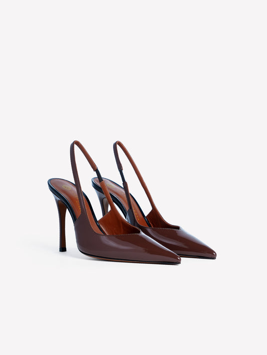 SLINGBACK IN VERNICE CIOCCOLATO E TACCO ALTO CAMILLA - Marrone | Roberto Festa