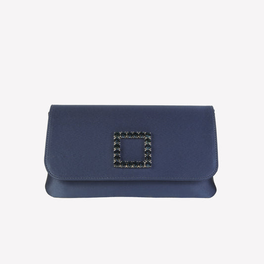 blue silk satin handbag with crystal accessory caprilux - Blu | Roberto Festa