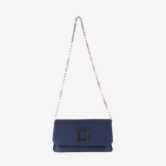 blue silk satin handbag with crystal accessory caprilux - Blu | Roberto Festa