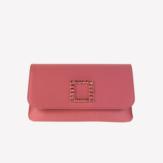 Pink phard silk satin handbag with crystal accessory caprilux - The perfect Guest | Roberto Festa