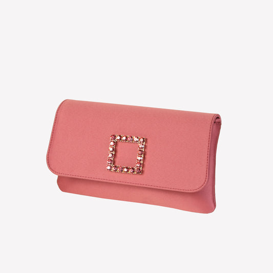 Pink phard silk satin handbag with crystal accessory caprilux - Mix & Match | Roberto Festa