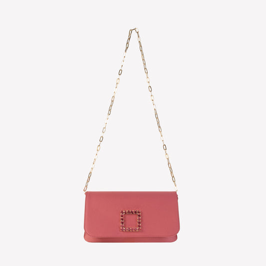 Pink phard silk satin handbag with crystal accessory caprilux - Rosa | Roberto Festa