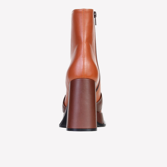 CARRY EMBELLISHED LEATHER ANKLE BOOT WITH PLATFORM - Marrone | Roberto Festa