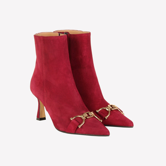 CARSA GOLD-EMBELLISHED ANKLE BOOT IN WINE SUEDE -  New arrivals | Roberto Festa