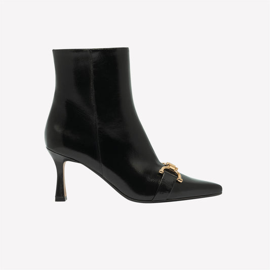 CARSA GOLD-EMBELLISHED ANKLE BOOT IN BLACK LEATHER - Trendsetter | Roberto Festa