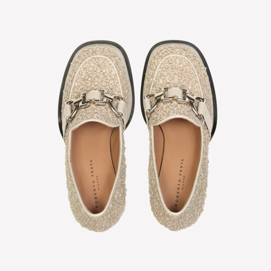 CASSIE PLATFORM LOAFER IN WHITE BOUCLÉ - Bianco | Roberto Festa